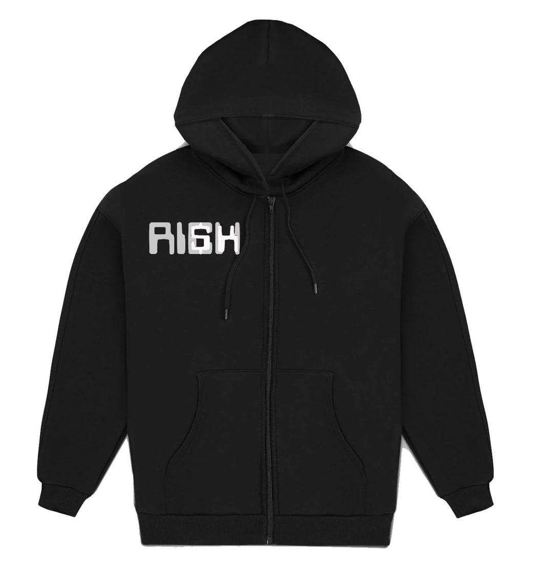 Embroidered “Reflective Risk” Artisan Alpaca Zip up Hoodie